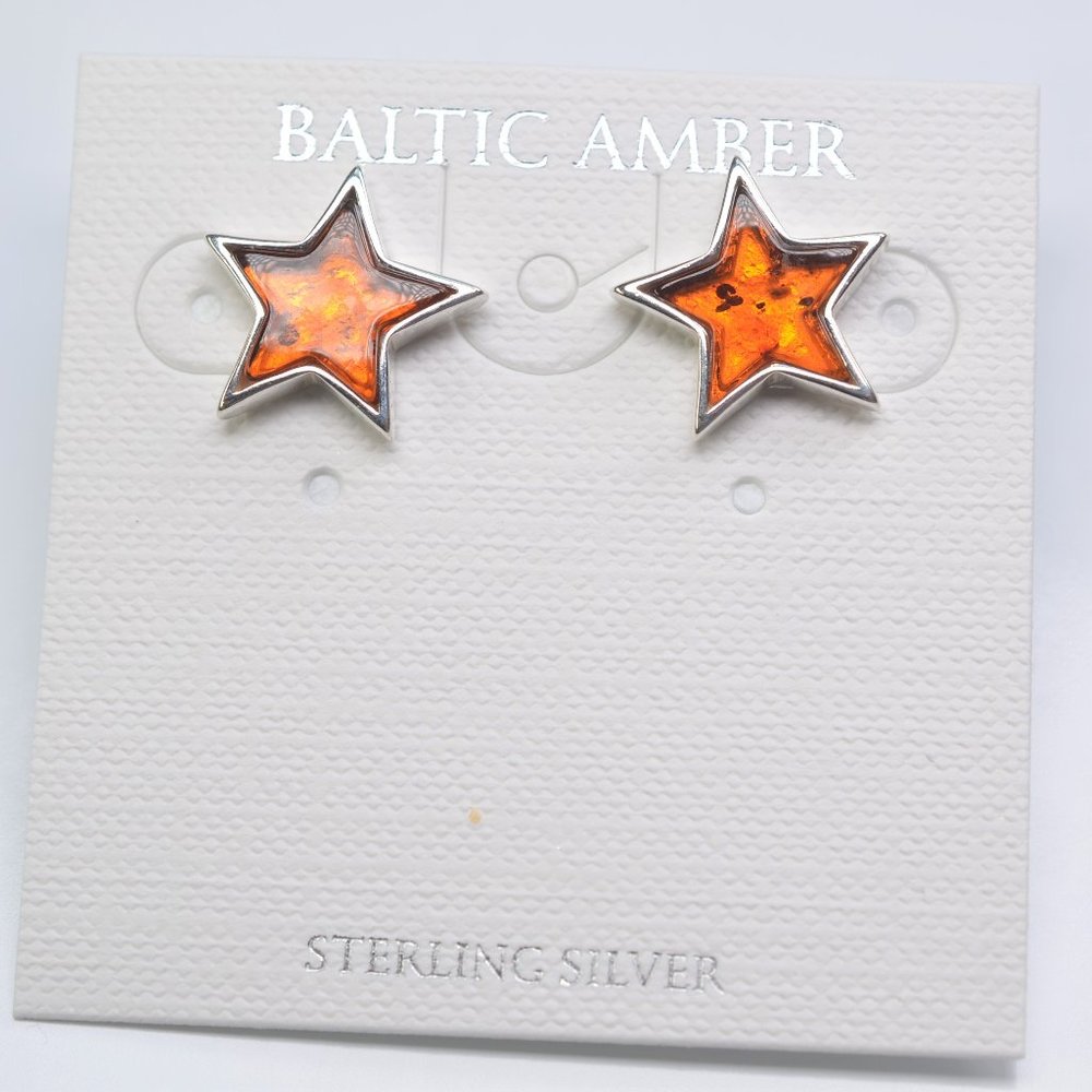 Baltic Amber Star Stud Earrings